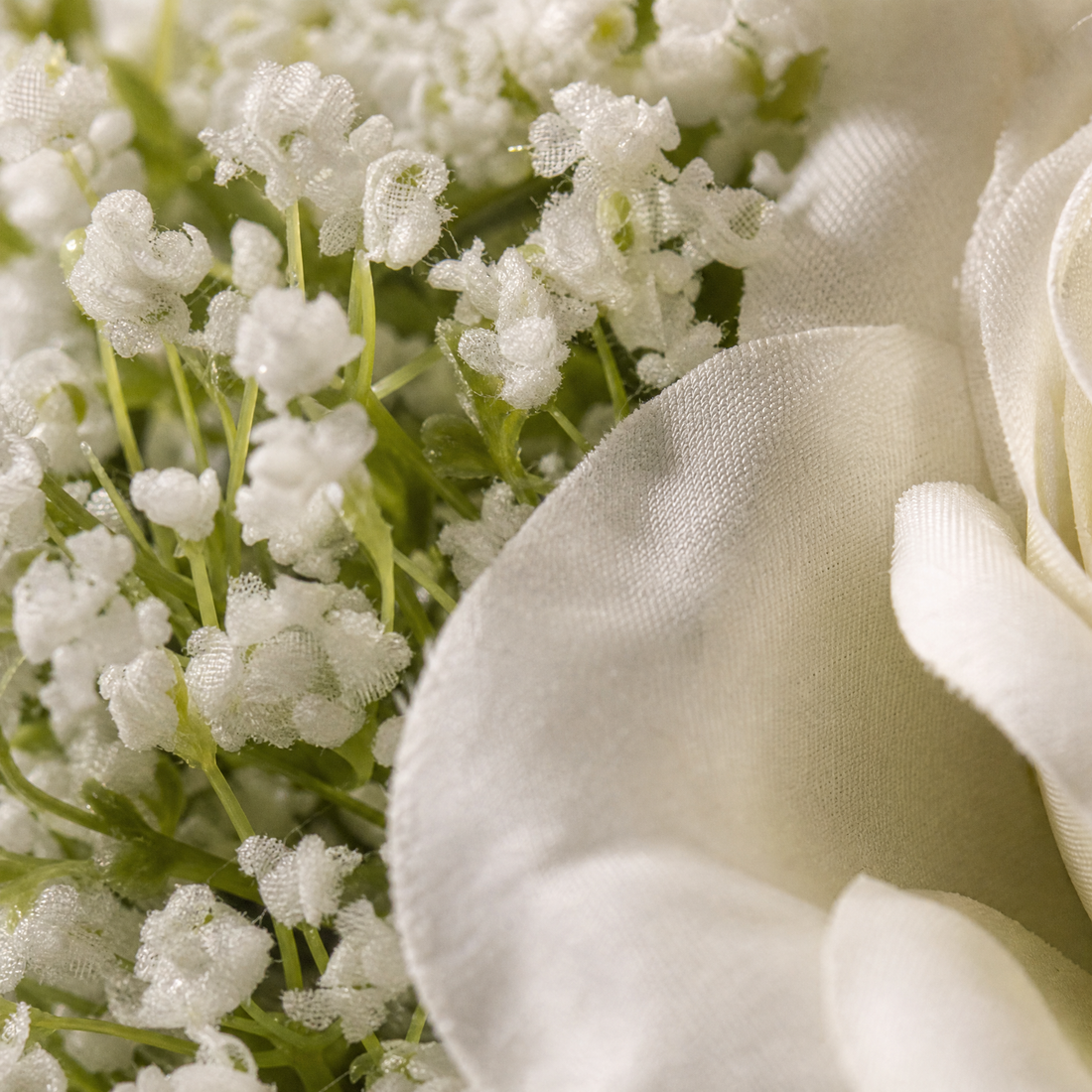 Faux Rose Bouquet with Gypsophila – Silk Wedding Flowers Home Table Decor