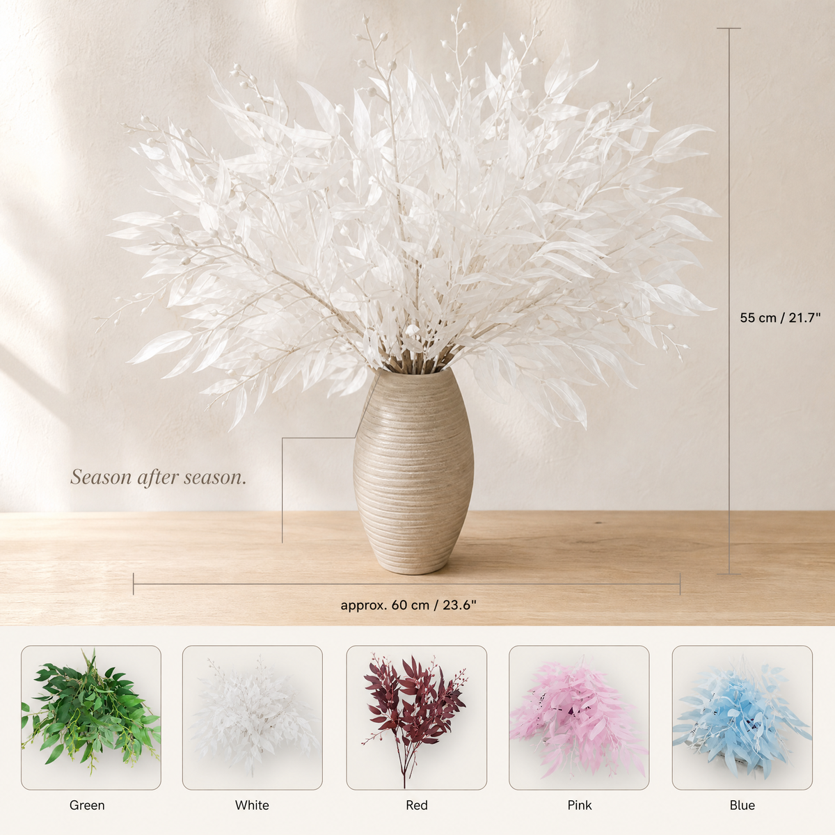 Artificial Willow Leaf Stems – Faux Greenery Bouquet for Home Vase Decor