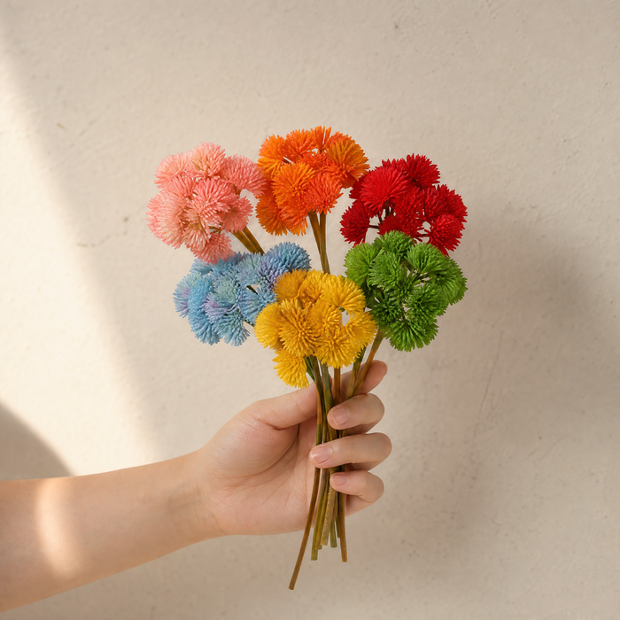 Faux Mimosa Stem – PU Cone Flower Pick for Home Decor and Floral Arrangements