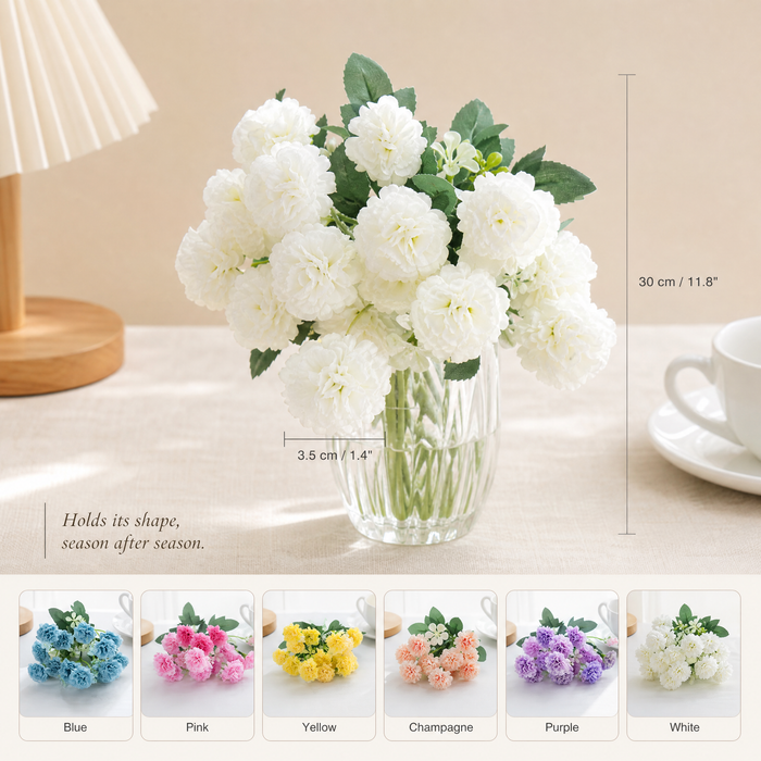 Faux Carnation Bouquet – 15 Heads Silk Stems Home Decor Wedding Table Arrangement