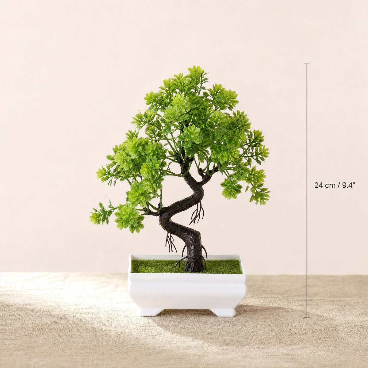 Artificial Bonsai Tree in White Pot – Faux Plant Desk Decor for Home and Office