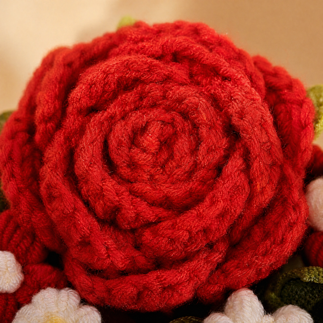 Red Crochet Flower Bouquet – Handmade Knit Roses, Lasting Gift for Valentine's Day