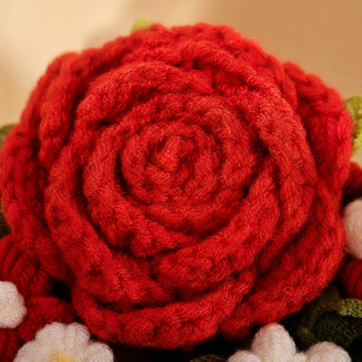 Red Crochet Flower Bouquet – Handmade Knit Roses, Lasting Gift for Valentine's Day