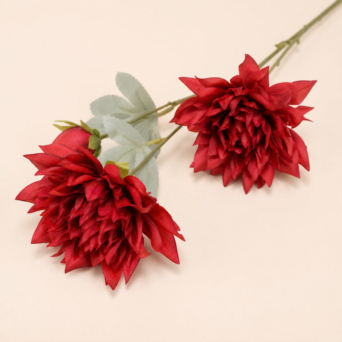 Artificial Dahlia Stem 3 Heads – Faux Silk Flower for Vase Wedding Home Decor