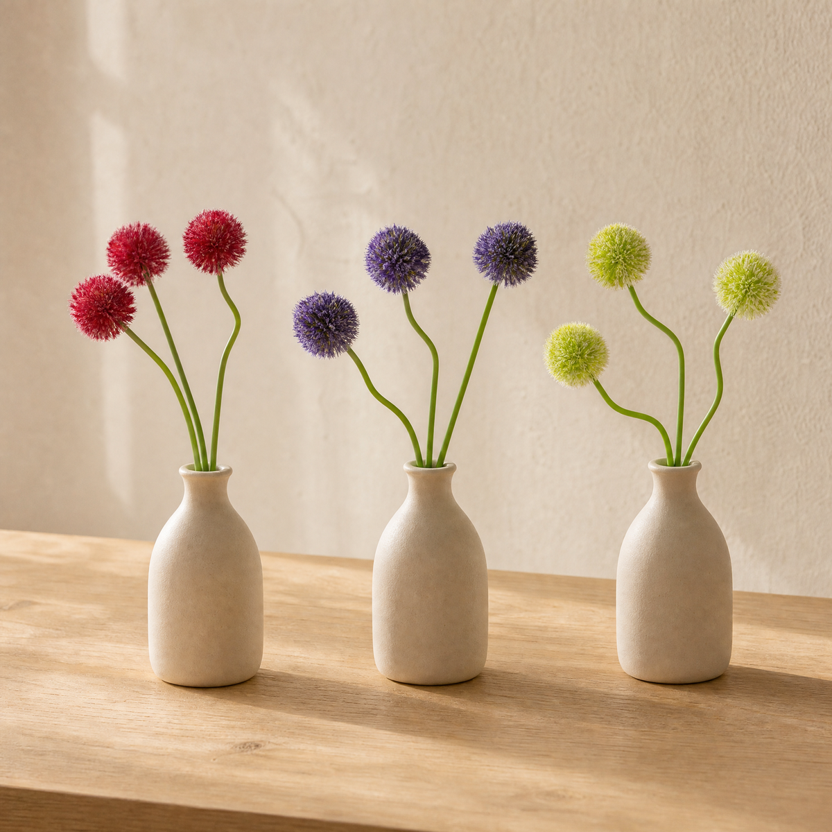 Faux Allium Stems Set of 10 – Round Ball Flowers for Vase, Wedding and Home Decor