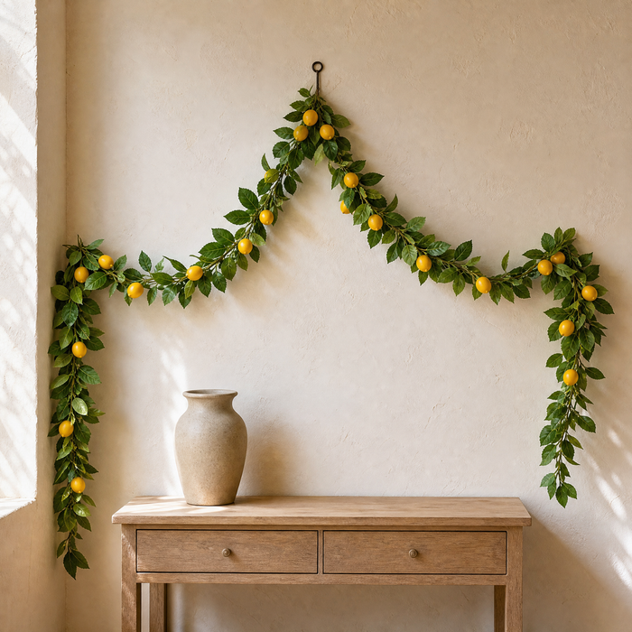 Faux Lemon Garland – Artificial Fruit Vine for Table, Door and Wall Decor