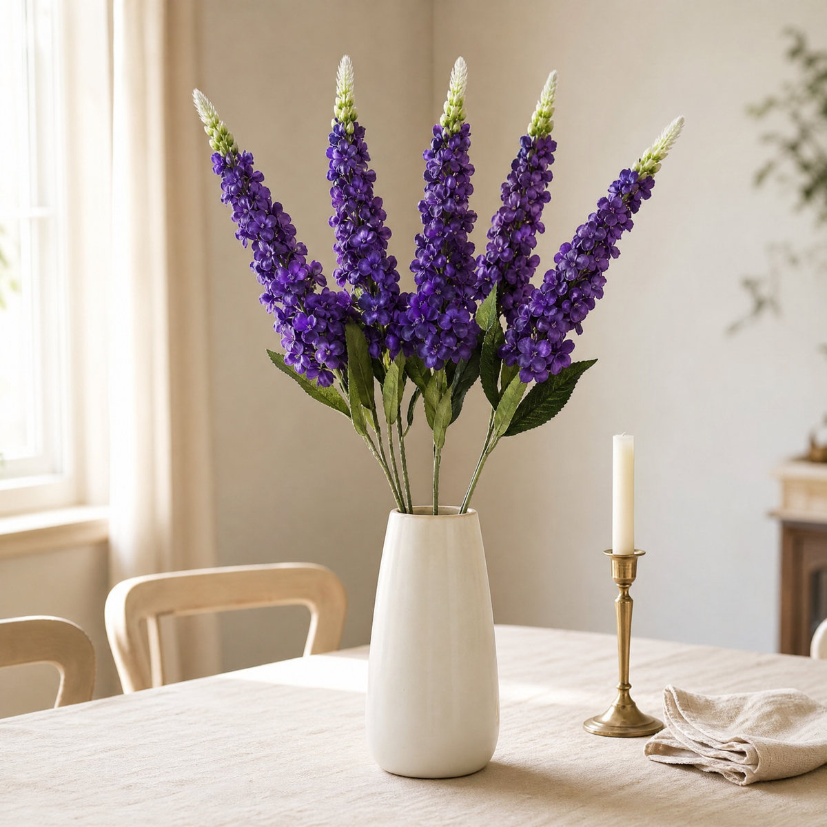 Artificial Delphinium Flower – Faux Silk Flower for Home Vase Wedding Arrangement