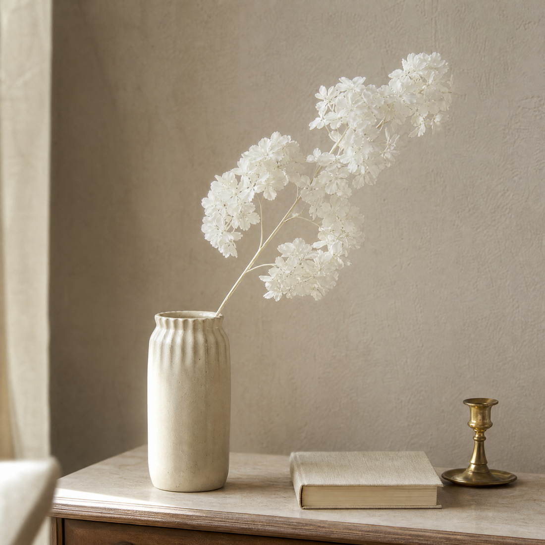 Silk Cherry Blossom Branch – Faux Sakura Stem Wedding Home Floral Decor 85cm