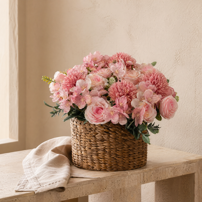 Artificial Rose Chrysanthemum Stems – Silk Faux Bouquet for Wedding Table Home Decor