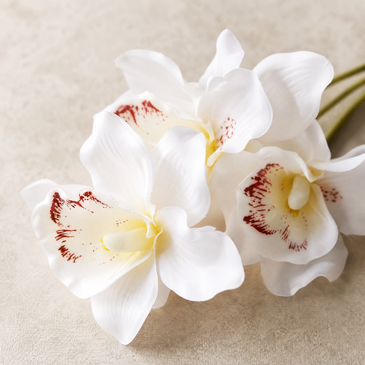 Faux Cymbidium Orchid Bouquet – 6 Head Real Touch Latex Wedding Bridal Flowers