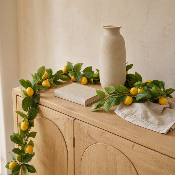 Faux Lemon Garland – Artificial Fruit Vine for Table, Door and Wall Decor
