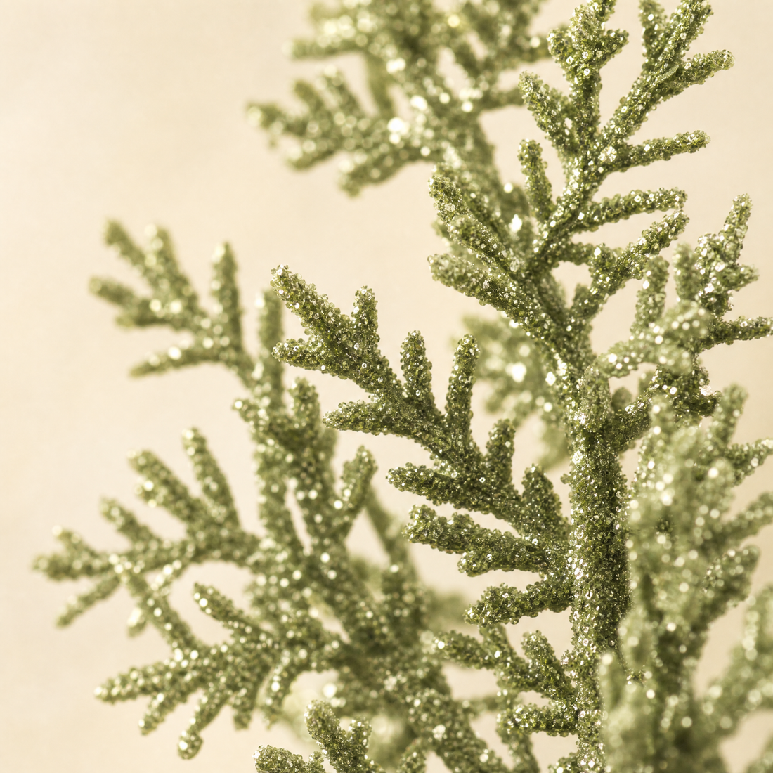 Faux Glitter Pine Branch Picks – Christmas Tree Wreath Stems Holiday Decoration