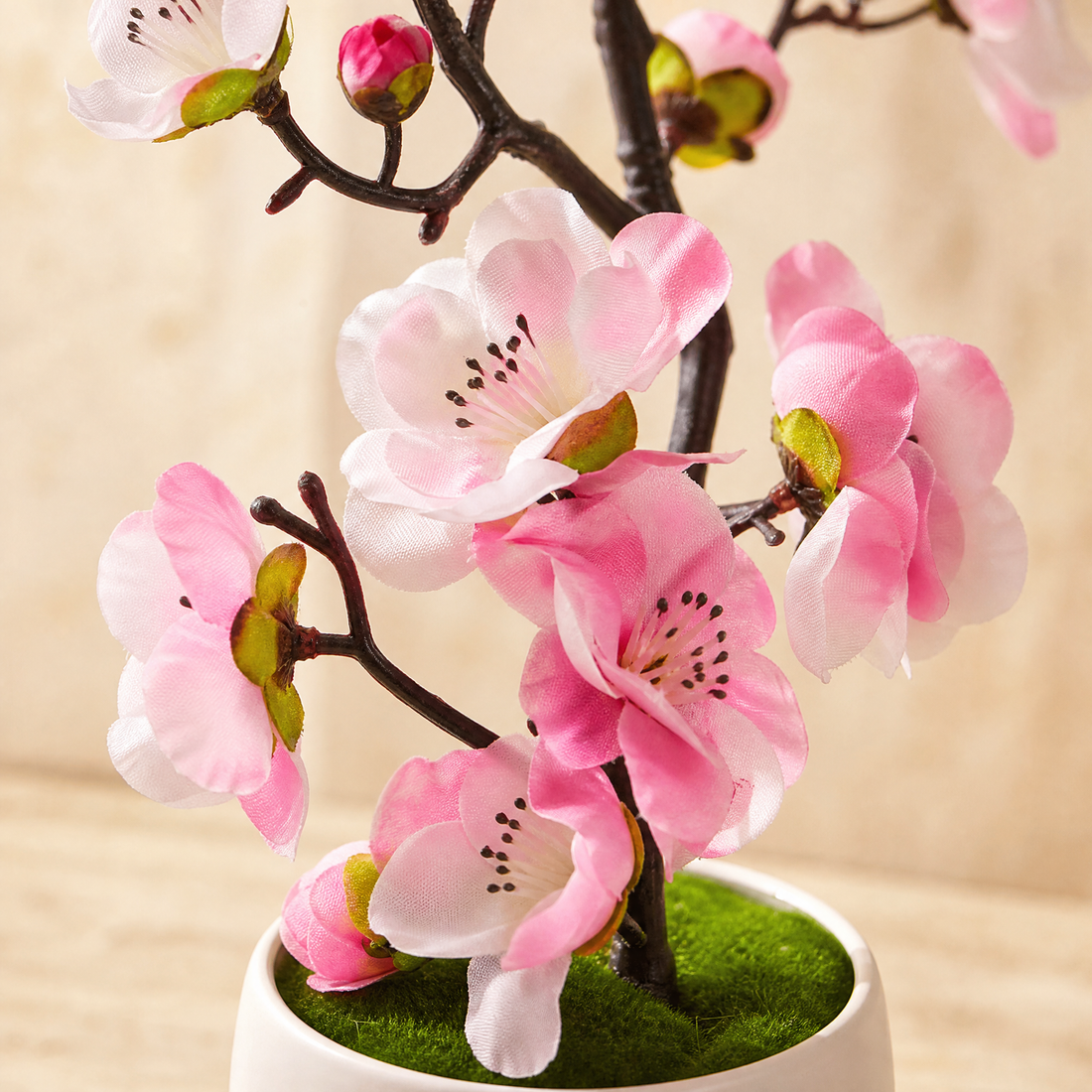 Faux Plum Blossom Bonsai – Silk Flower Potted Tree, Desk Decor, Home or Wedding