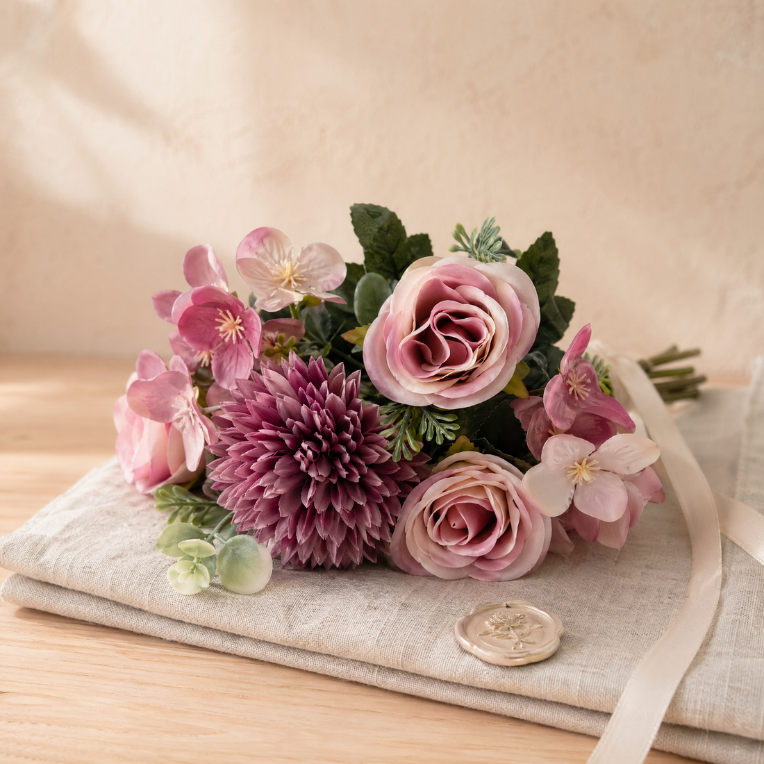 Artificial Rose Chrysanthemum Stems – Silk Faux Bouquet for Wedding Table Home Decor