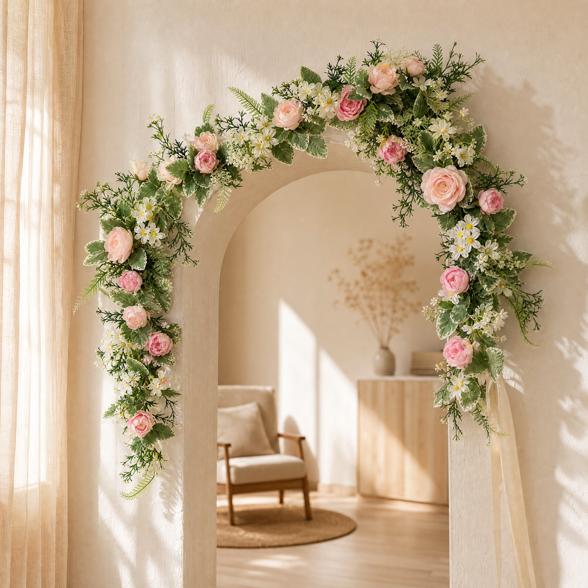 Artificial Rose Peony Garland – Silk Faux Floral Vine Wedding Arch Table Decor 175cm