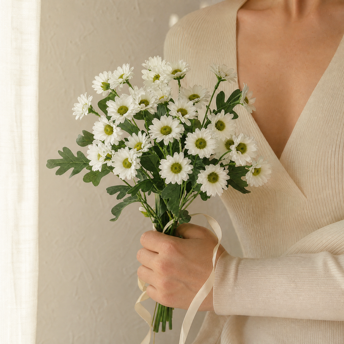 Artificial Daisy Bouquet 21 Stems – Faux Chamomile Flowers Wedding Home Decor DIY
