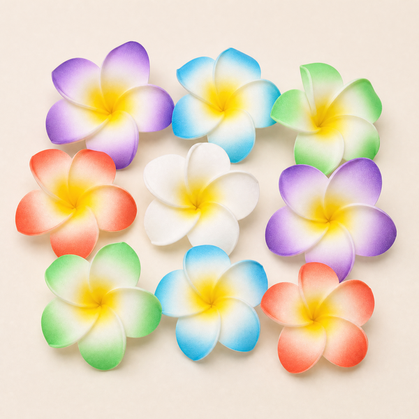 Foam Frangipani Flower Heads 10pcs – Faux Hawaiian Plumeria for Wedding Party Beach Decor