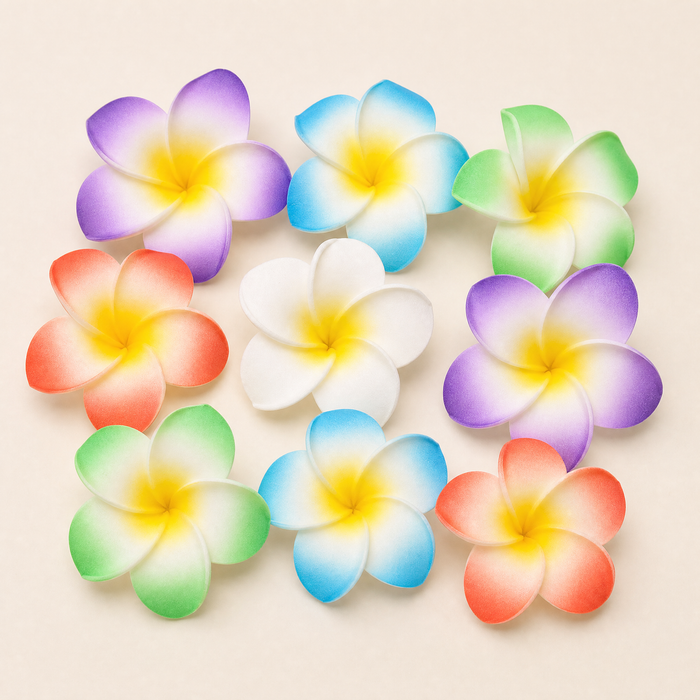 Foam Frangipani Flower Heads 10pcs – Faux Hawaiian Plumeria for Wedding Party Beach Decor
