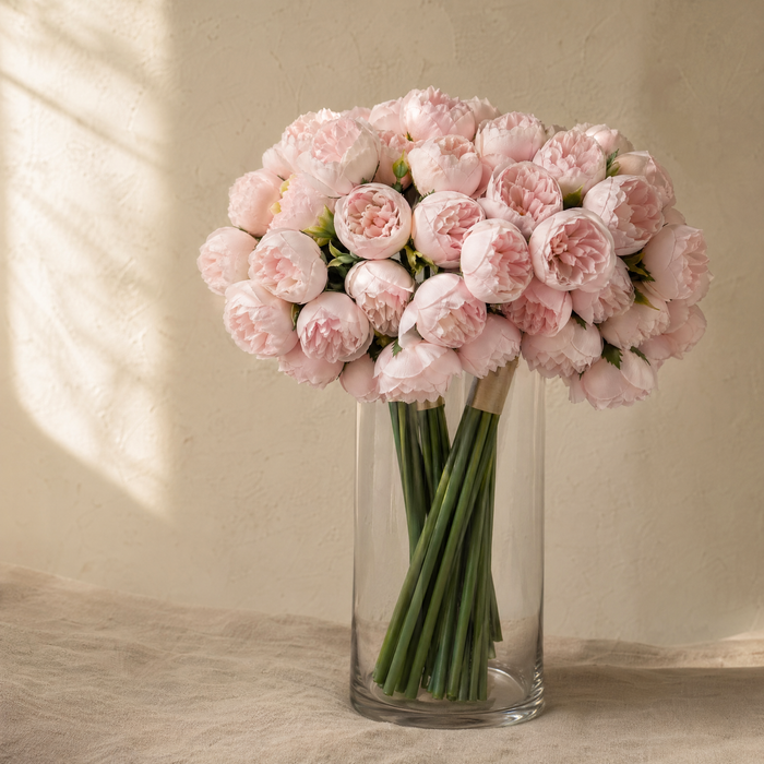Artificial Peony Bouquet 27 Stems – Silk Fake Flowers for Vase Home Wedding Decor
