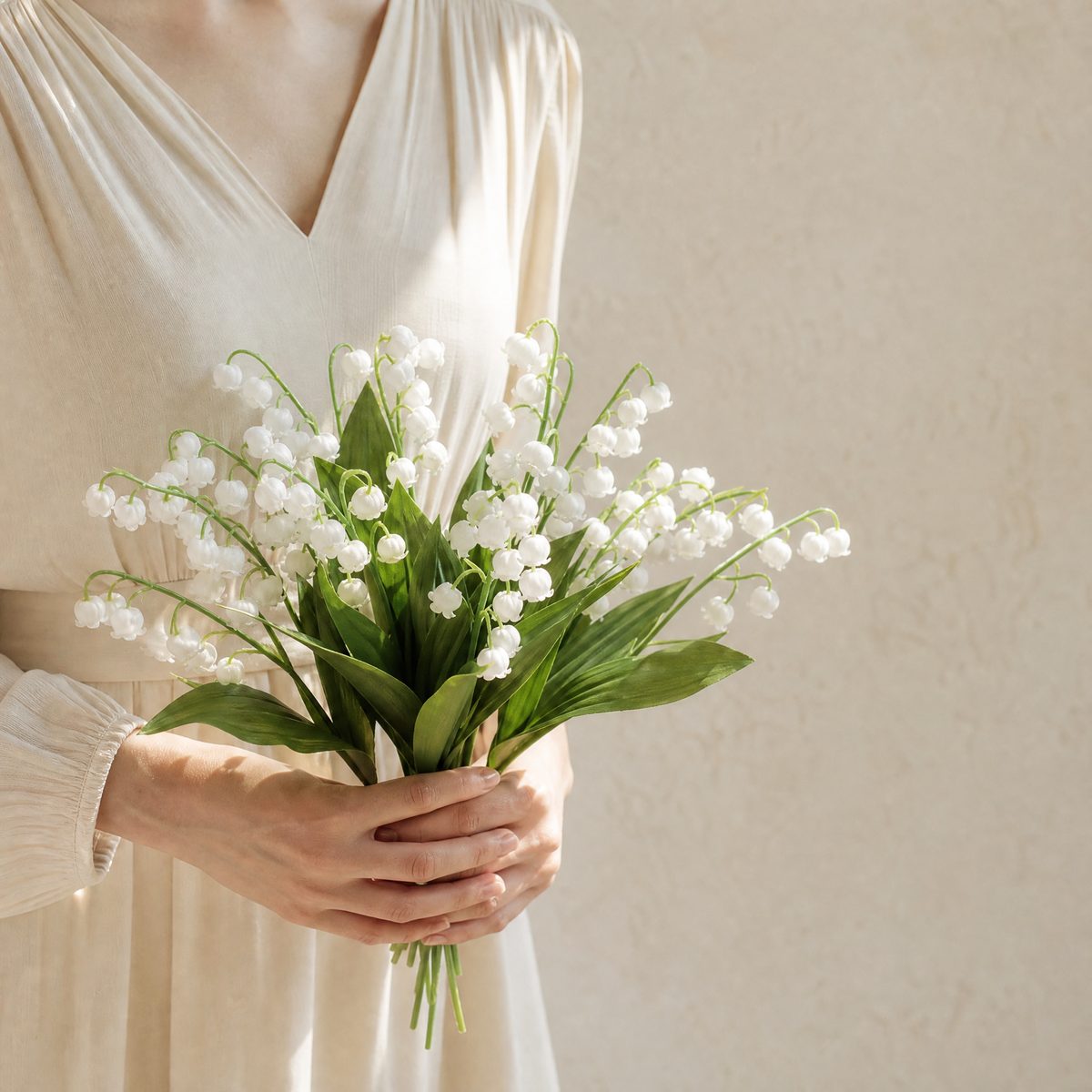 Lily of the Valley Artificial Stem – Faux White Flower for Home Vase Decor 35cm