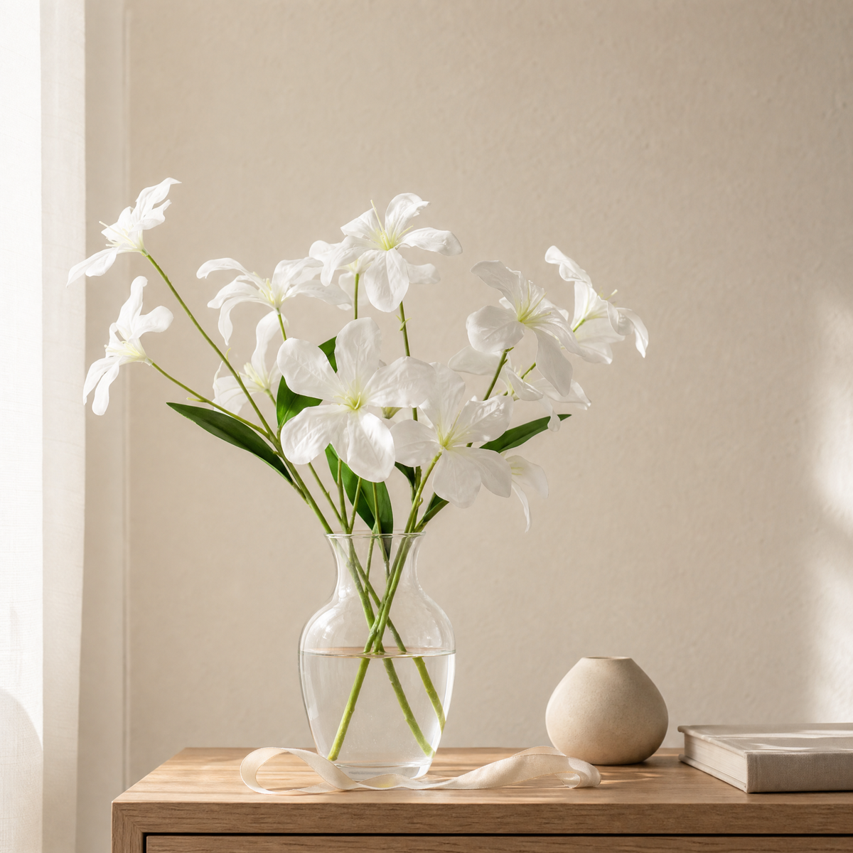 Silk Flame Orchid Stem – Faux Floral Branch for Home, Wedding and Table Decor
