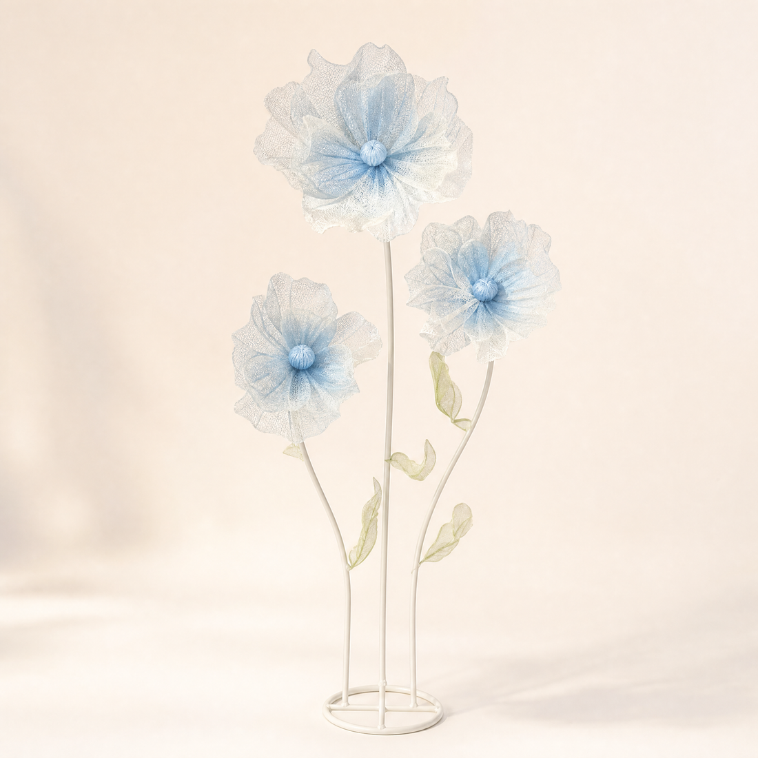 Giant Faux Poppy Floor Arrangement – Mesh Silk Flower Wedding Event Display Decor