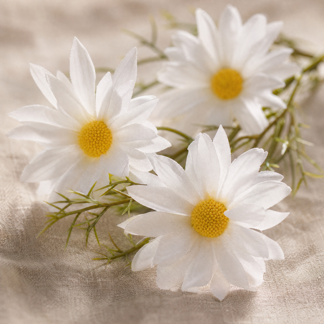Silk Daisy Stem Faux Flower – 5 Head Cosmos Branch for Home Decor and Bouquets