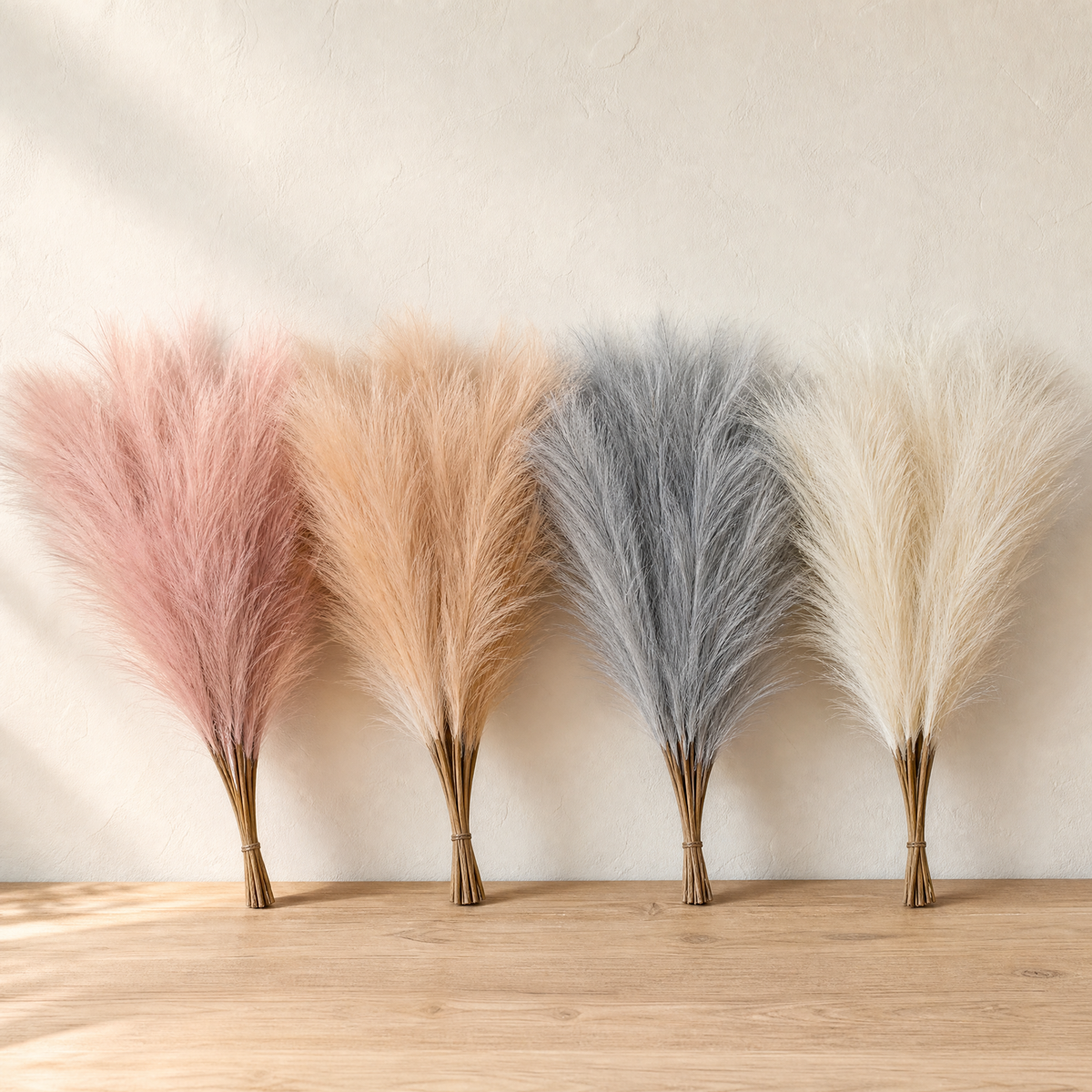 Artificial Pampas Grass Stems – Faux Bouquet for Wedding Table and Vase Decor