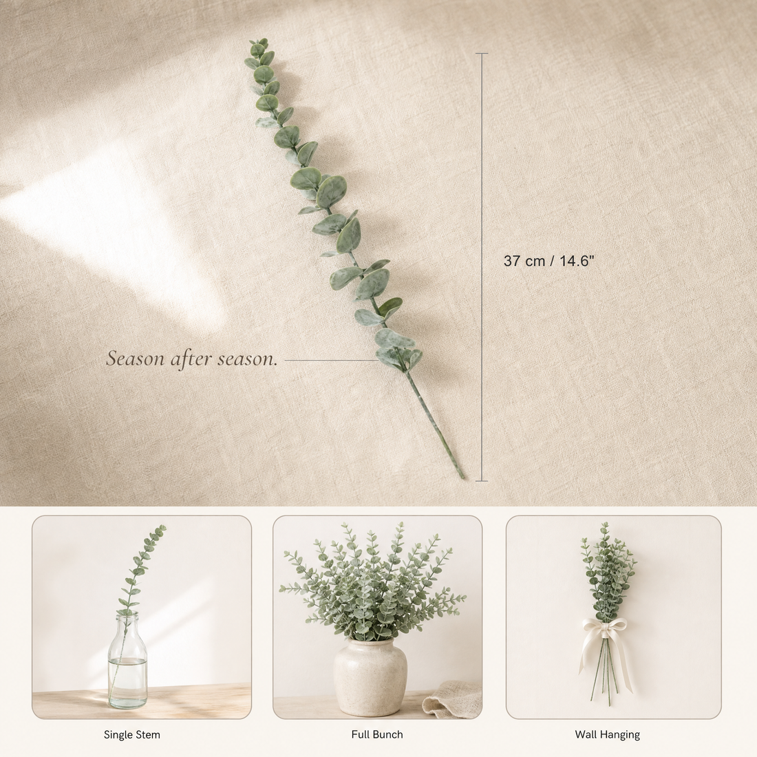 Faux Eucalyptus Stems – Artificial Greenery Branches for Vase, Home and Wedding Decor