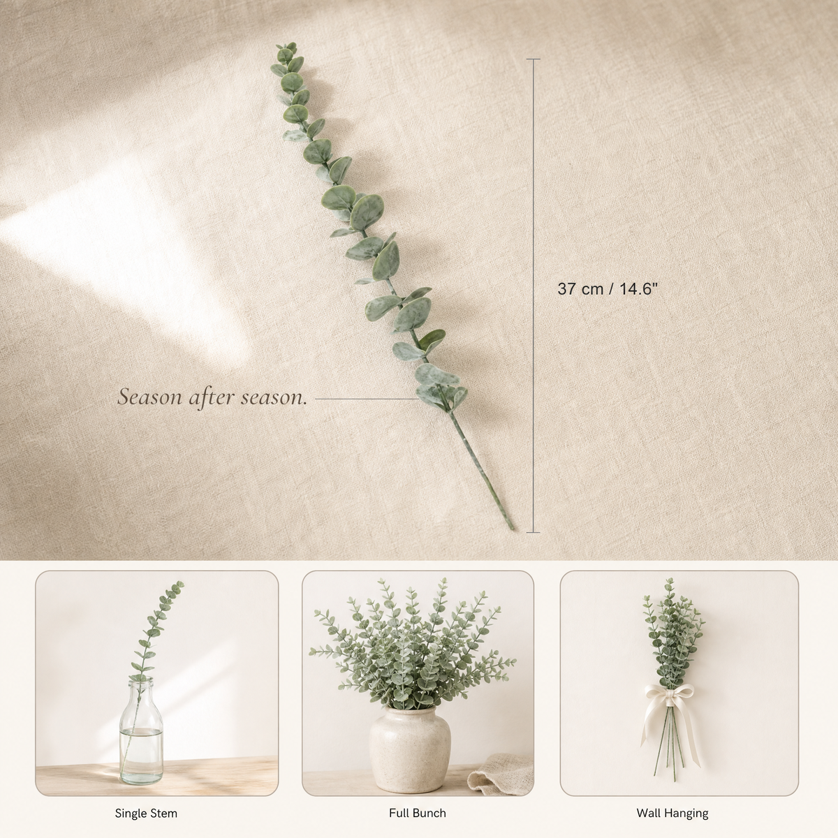 Faux Eucalyptus Stems – Artificial Greenery Branches for Vase, Home and Wedding Decor