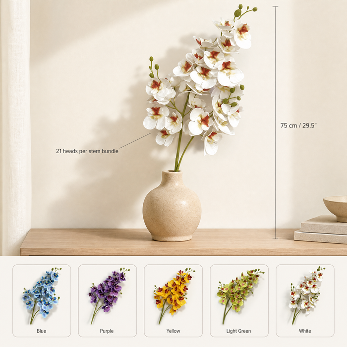 Phalaenopsis Orchid Stem – 21 Heads Faux Floral Arrangement Home Decor
