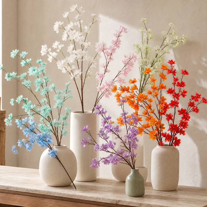 Faux Cherry Blossom Branch – Tall Artificial Sakura Branch for Wedding Home Vase Decor