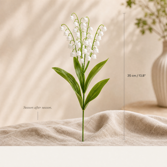 Lily of the Valley Artificial Stem – Faux White Flower for Home Vase Decor 35cm