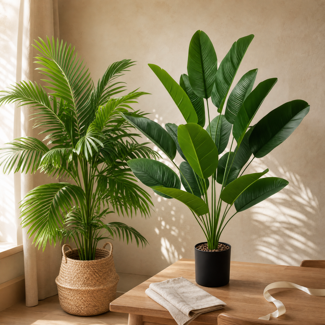 Artificial Palm Tree Set – 82cm Faux Tropical Plants for Living Room Home Decor