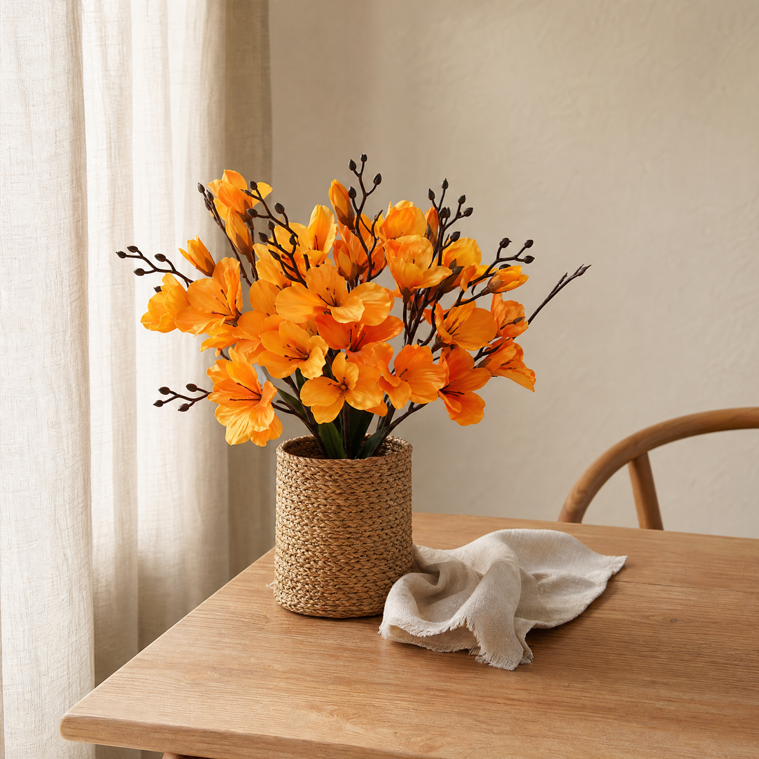 Faux Magnolia Stem Bouquet – 20 Head Silk Flower Arrangement Wedding Table Decor