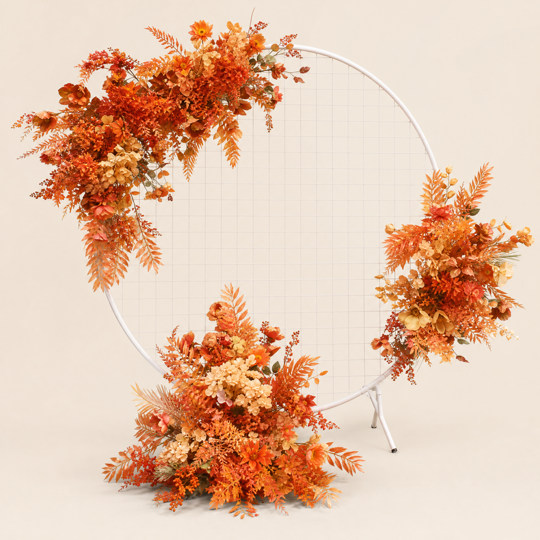 Silk Flower Arch Arrangement – Round Wedding Backdrop Floral Decor Display Stand