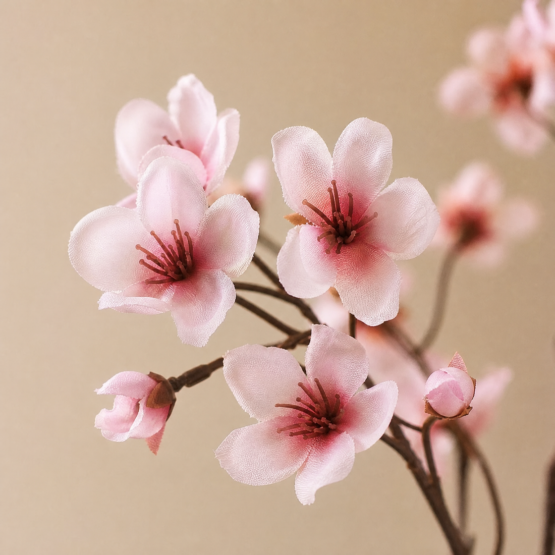 Faux Cherry Blossom Stem – Silk Plum Branch for Home Decor, Vase, Wedding Florals