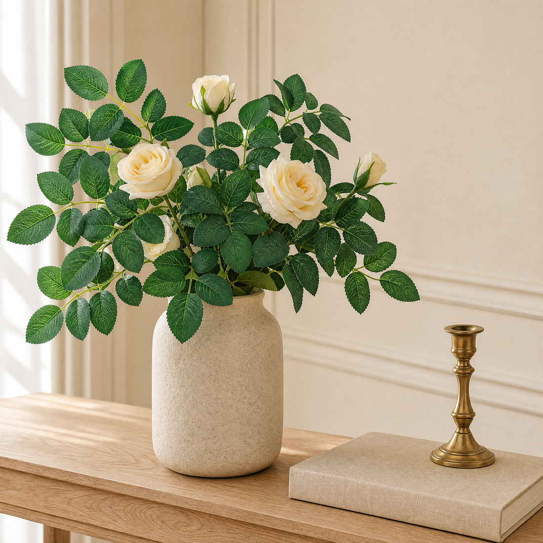 Silk Rose Leaves Faux Greenery Stems – DIY Bouquet Wedding Home Decor Bulk Pack
