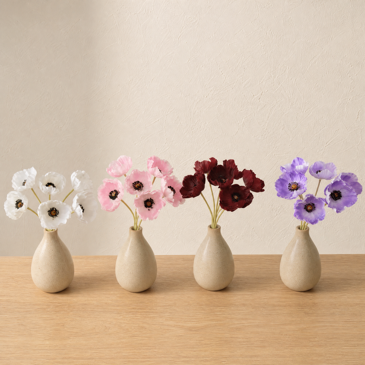 Faux Poppy Bouquet – PU Artificial Flowers for Wedding, Bridal, Home Decor
