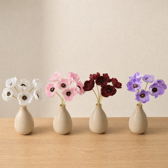 Faux Poppy Bouquet – PU Artificial Flowers for Wedding, Bridal, Home Decor