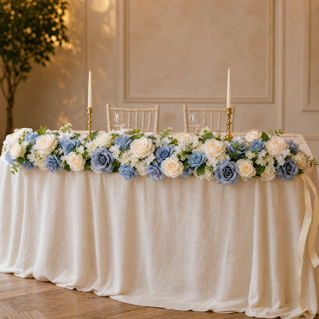 Silk Flower Row Arrangement 6 Pack – Wedding Table Centerpiece Arch Backdrop Party Decor