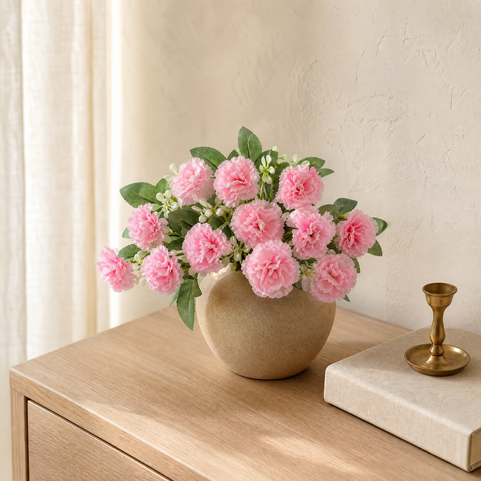Faux Carnation Bouquet – 15 Heads Silk Stems Home Decor Wedding Table Arrangement