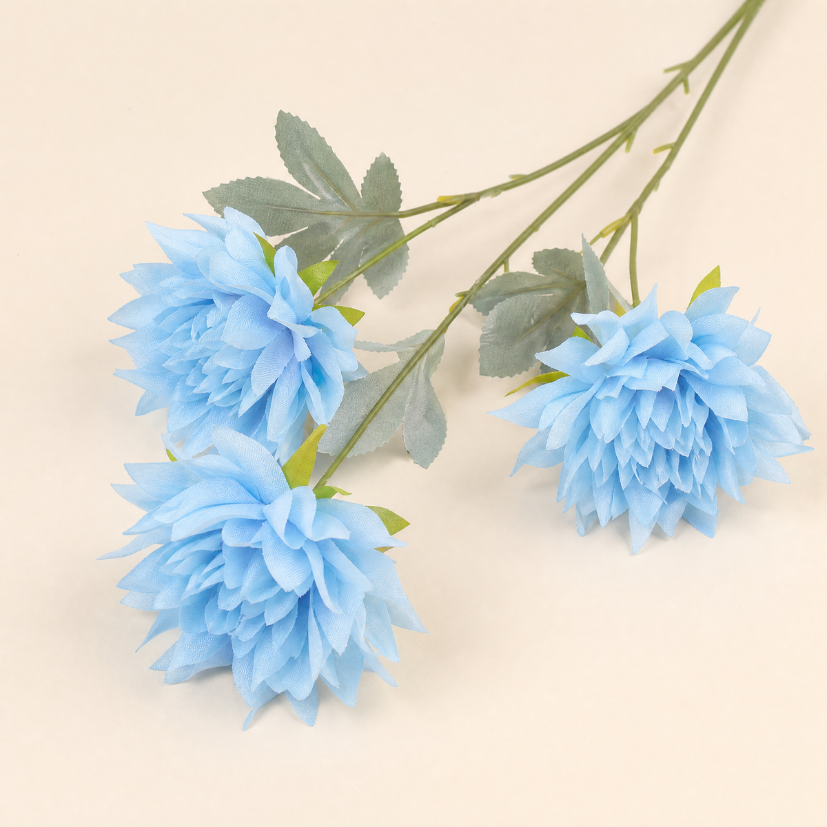 Artificial Dahlia Stem 3 Heads – Faux Silk Flower for Vase Wedding Home Decor