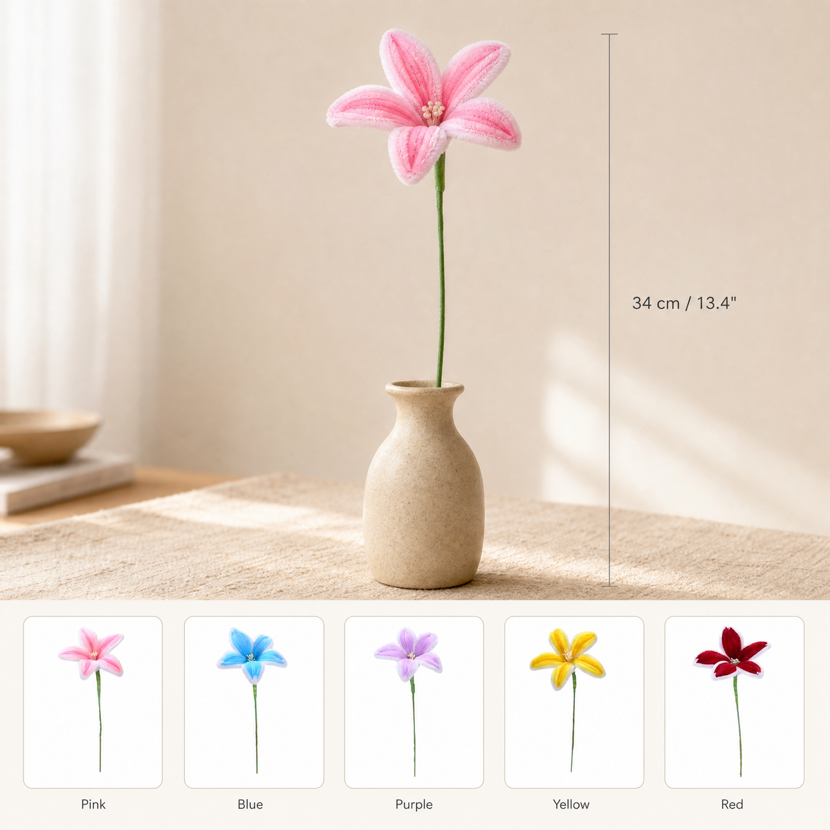 Lily Chenille Pipe Cleaner Stems – DIY Craft Flowers Kids Activity Set