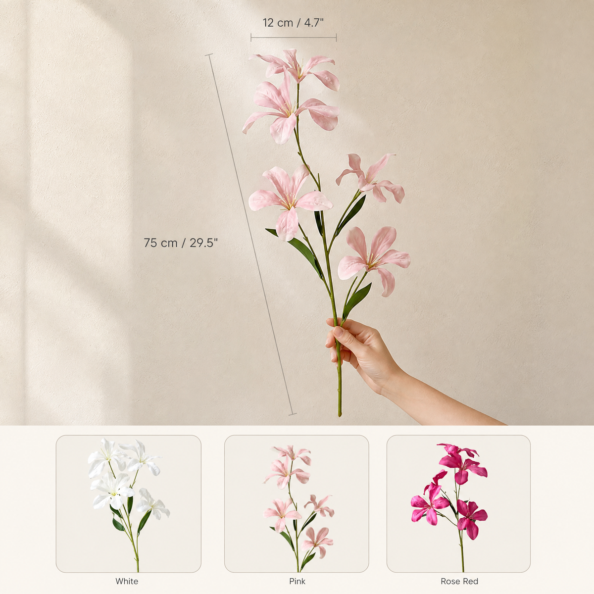Silk Flame Orchid Stem – Faux Floral Branch for Home, Wedding and Table Decor
