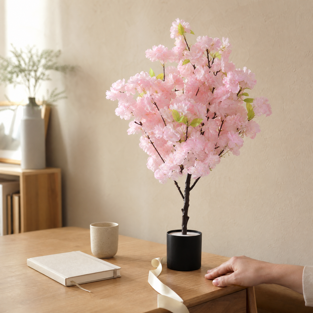 Artificial Cherry Blossom Tree – Faux Floral Floor Plant for Home and Office Decor
