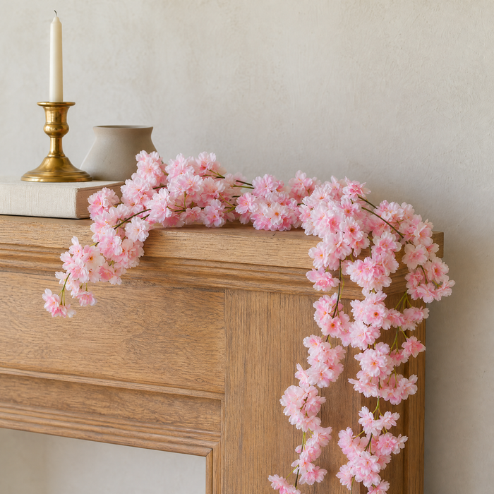 Artificial Cherry Blossom Garland – Faux Sakura Vine for Wedding Arch and Home Decor
