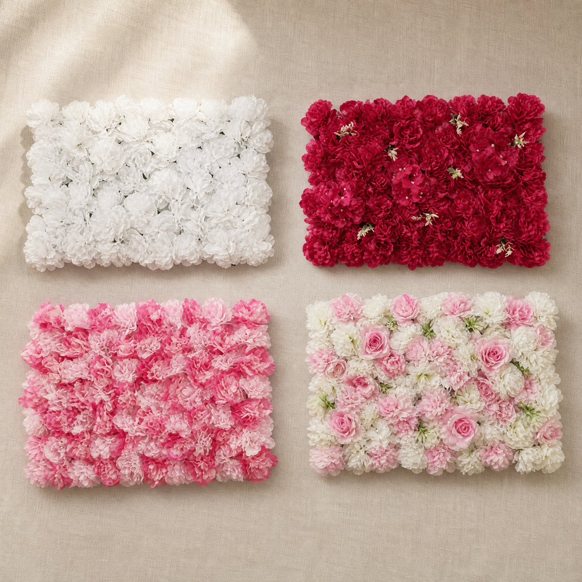 Silk Flower Wall Panel – Faux Floral Backdrop for Wedding Party Home Decor 60x40cm