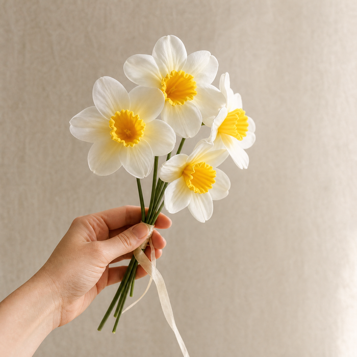 Artificial Daffodil Bouquet – Faux Narcissus Bouquet for Home Wedding Decor