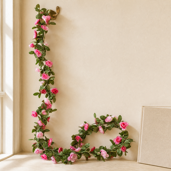 Artificial Rose Vine Garland – 250cm Faux Floral Arch Wedding Home Decor 45 Heads